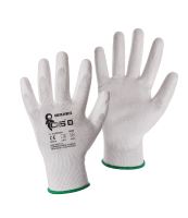 rukavice BRITA WHITE, s PU dlaní a úpletem, velikost 8