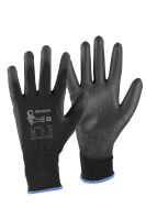 rukavice BRITA BLACK, s PU dlaní a úpletem, velikost 11