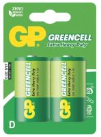 baterie GP Greencell, zinko – chloridová, R20, velké mono D, blistr 2 ks, 1,5 V